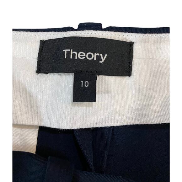 Theory Slim Leg Italian Cotton Blue Trousers Dress Pants Slacks Sz 10‎ - Picture 4 of 6